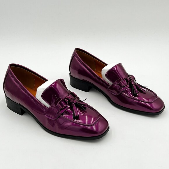 Shoes - FOWT Purple Tassels Almond Toe Loafers Low Chunky Heel Pumps Slip On Shoes